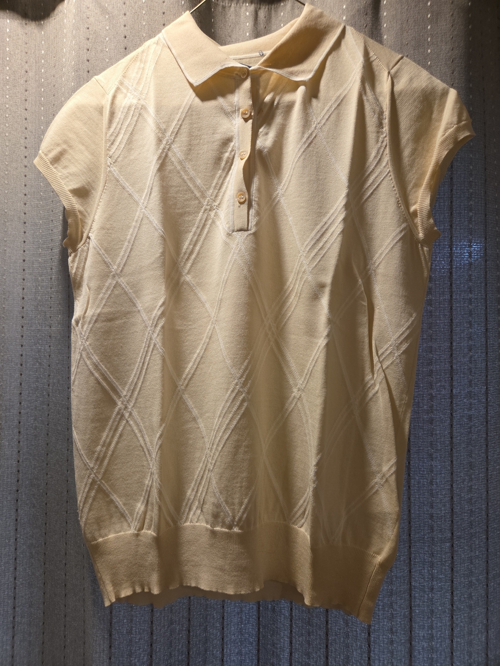 Piazza Sempione Italy 100% Cotton Argyle Knit Polo Sweater Shell IT 42/Medium